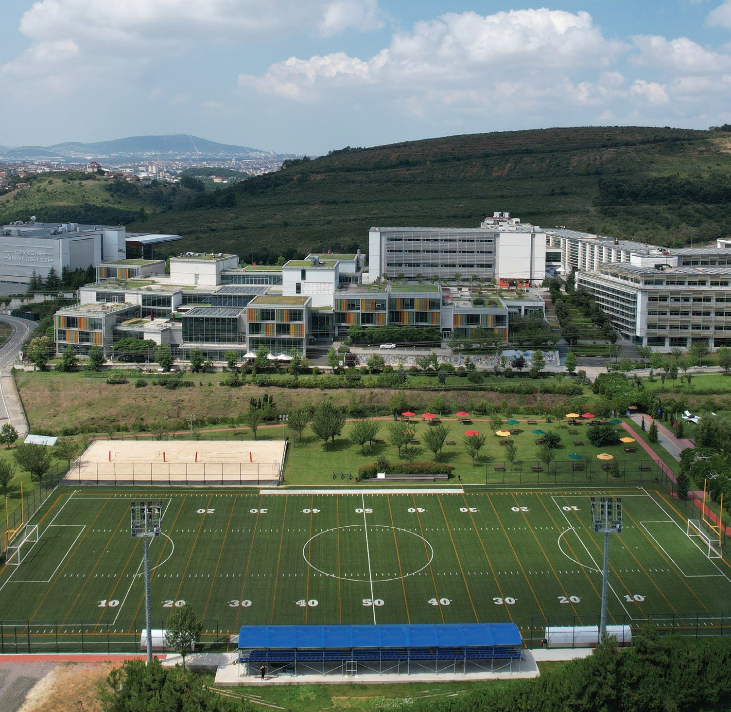 Kampüs ve spor sahaları havadan görünüm